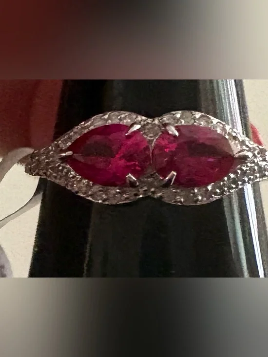 Bomb Party GENUINE DIAMOND ring, size 9, Sterling Silver & Ruby RG50646D - Picture 2 of 5